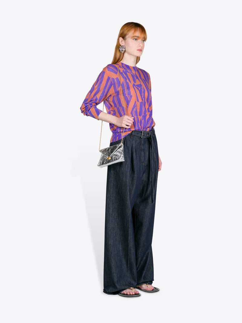 DRIES VAN NOTEN LEATHER ENVELOPE SILVER BAG