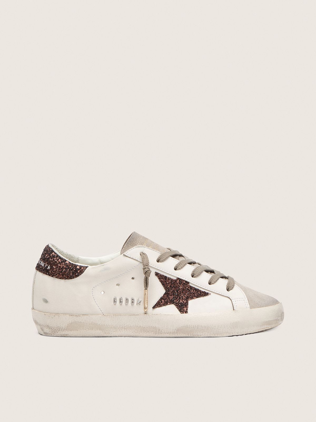 GOLDEN GOOSE SUPER-STAR BROWN GLITTER STAR