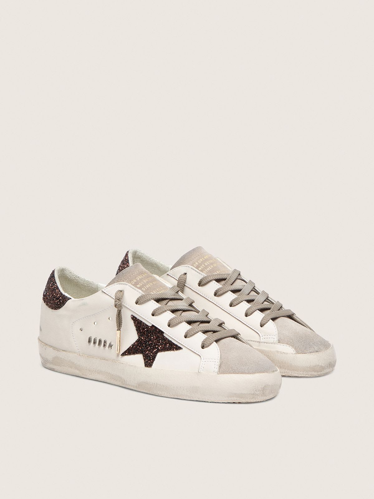 GOLDEN GOOSE SUPER-STAR BROWN GLITTER STAR