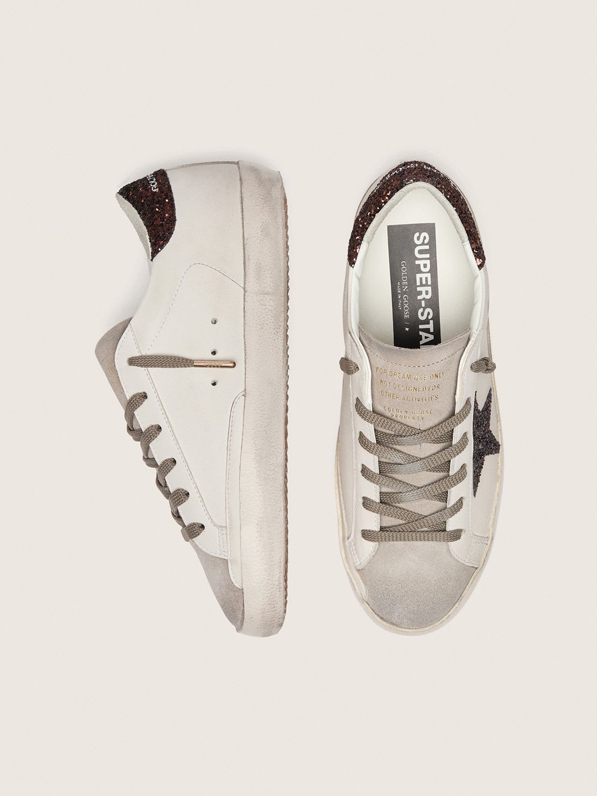 GOLDEN GOOSE SUPER-STAR BROWN GLITTER STAR