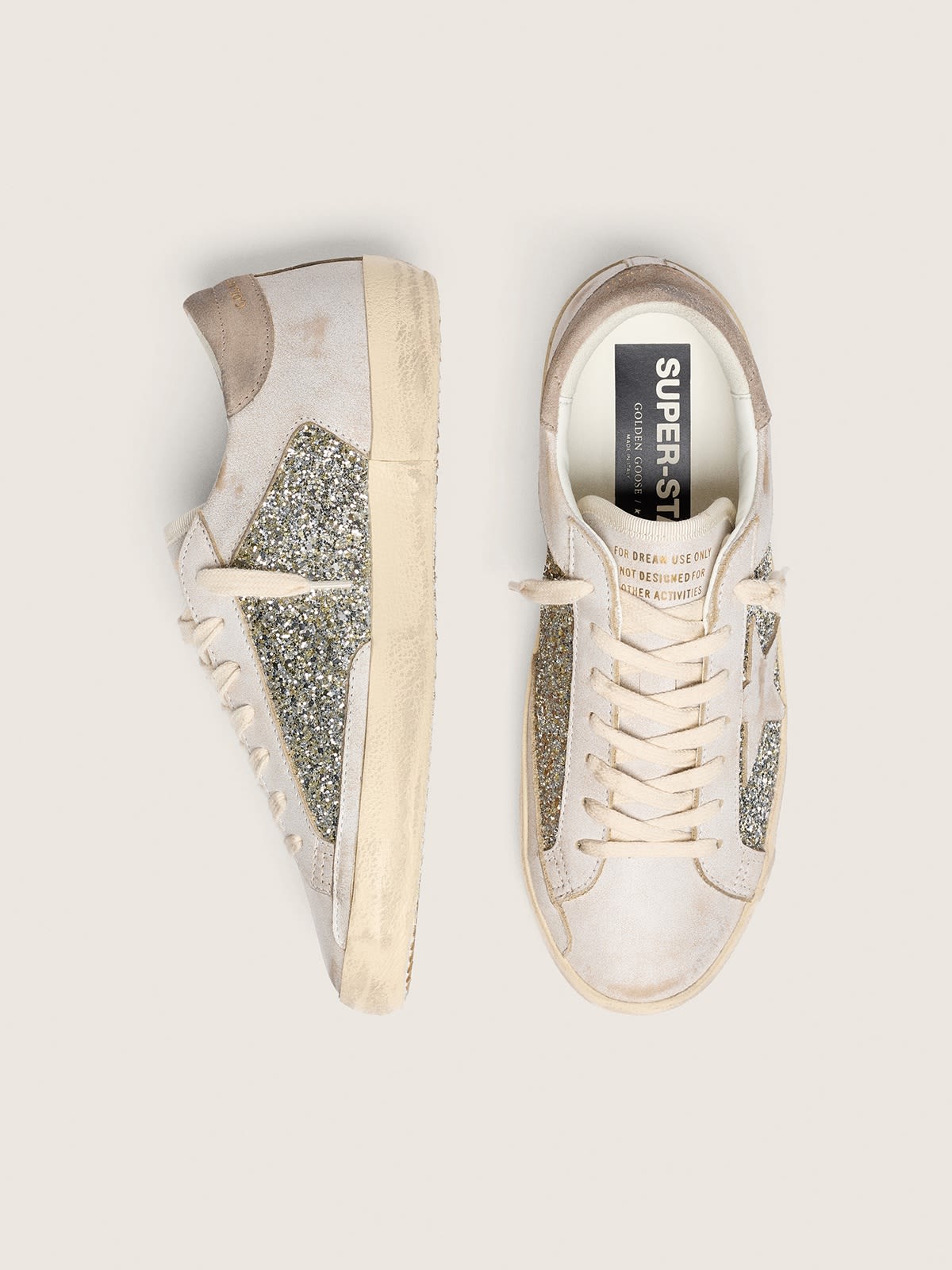 GOLDEN GOOSE SUPER-STAR WHITE/PLATINUM/BEIGE