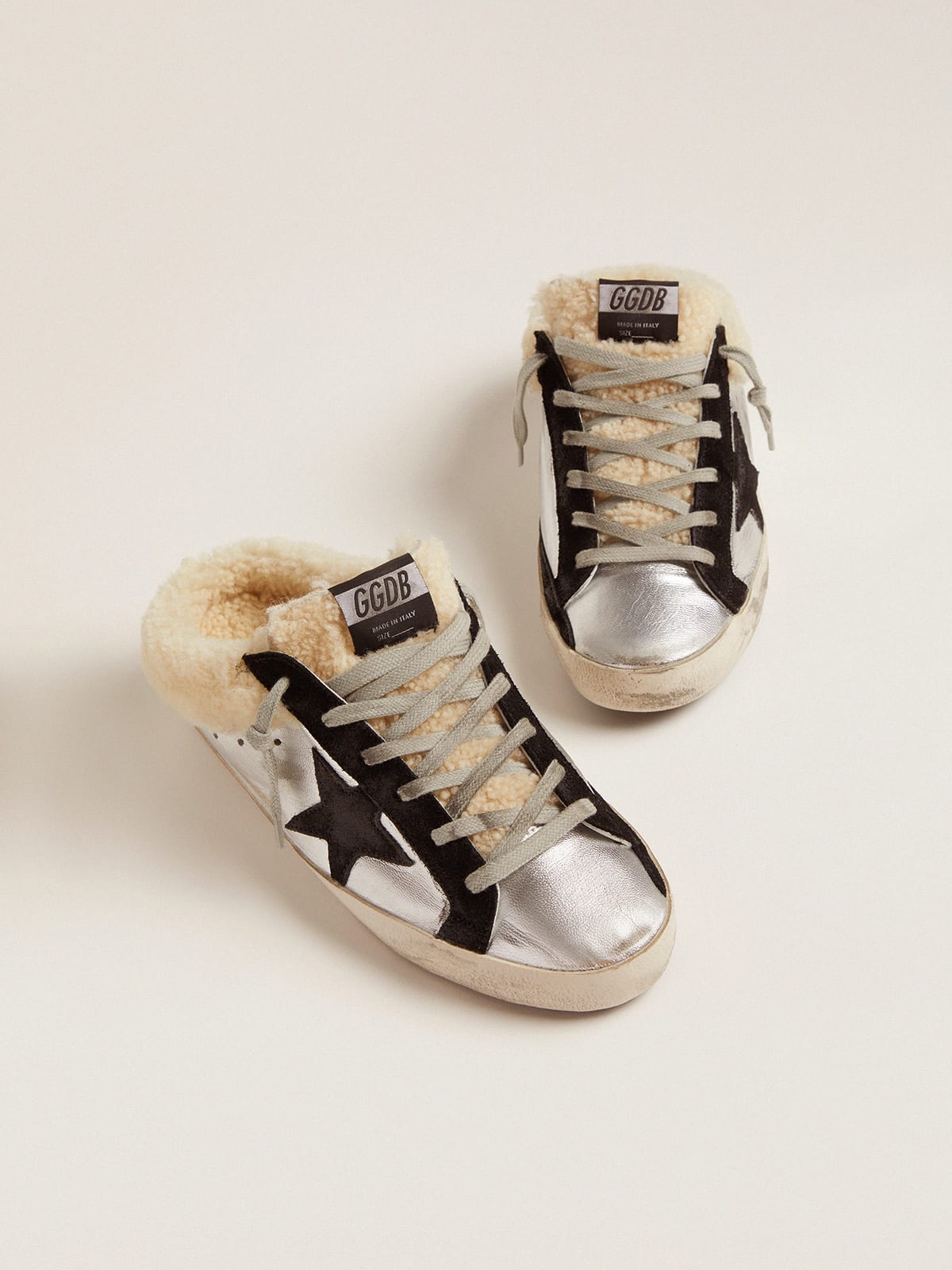 GODLEN GOOSE SUPER-STAR SABOT SILVER/BLACK/BEIGE
