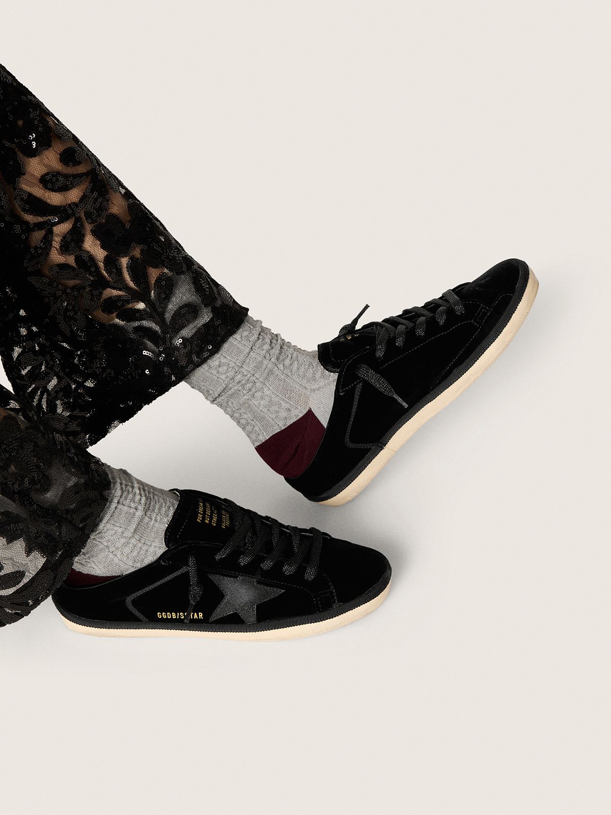 GOLDEN GOOSE SUPER-STAR SABOT BLACK GLITTER
