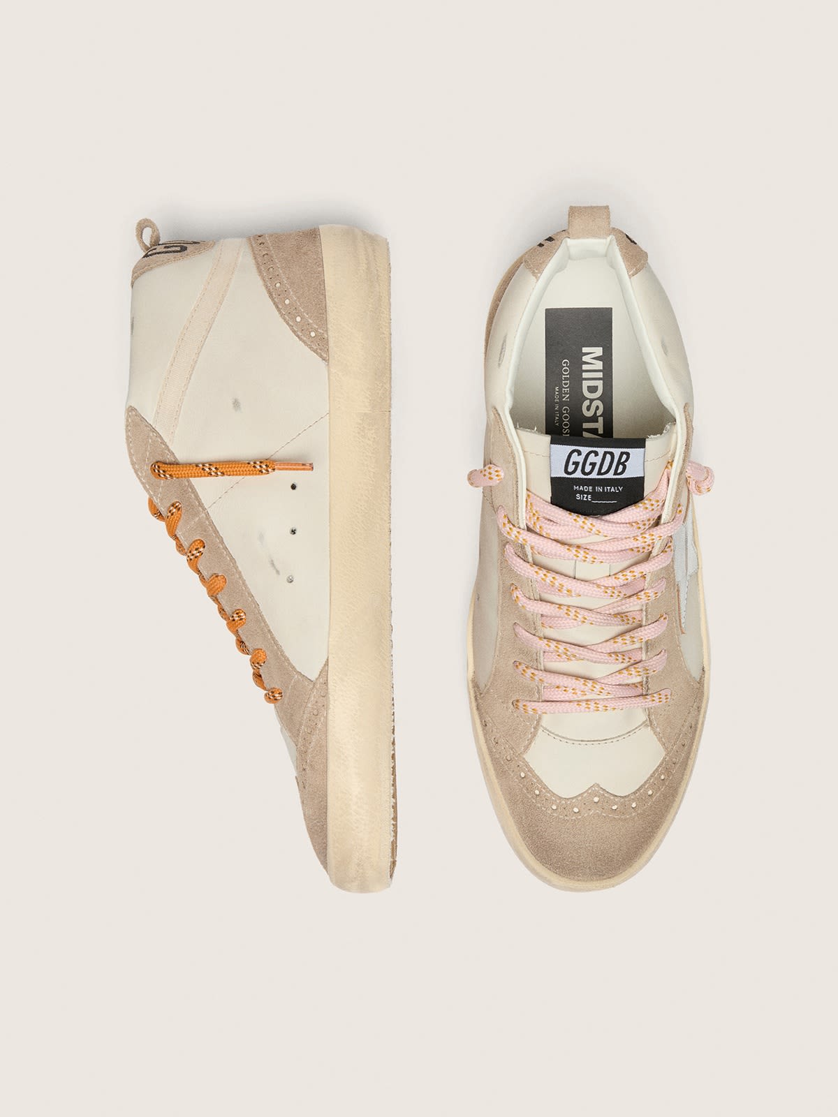 GOLDEN GOOSE MID-STAR BEIGE/WHITE