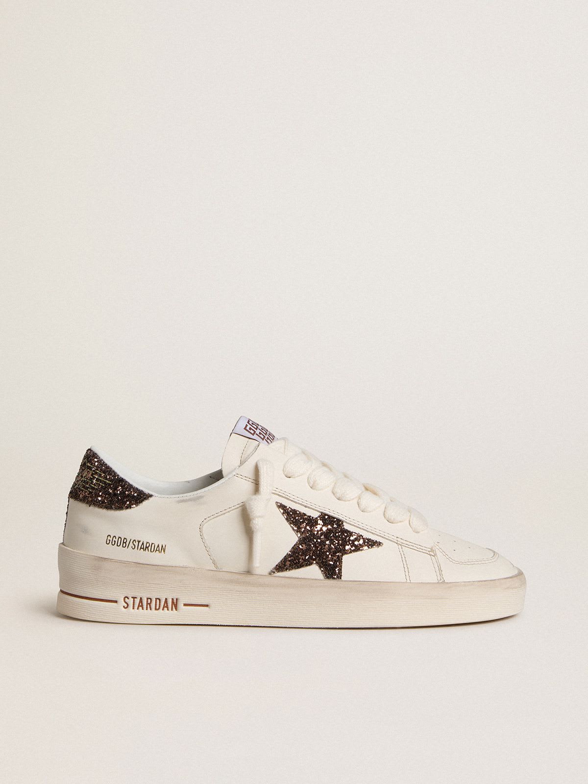 GOLDEN GOOSE STARDAN GLITTER STAR WHITE BEIGE