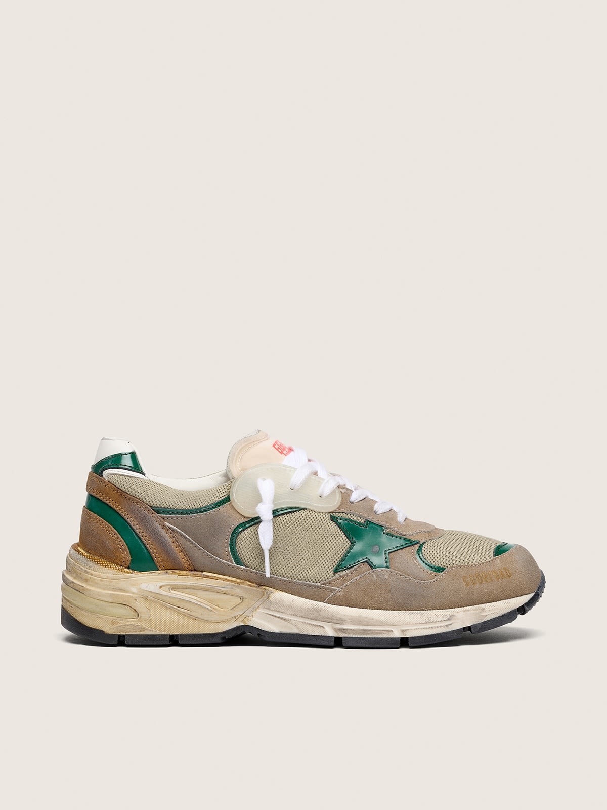 GOLDEN GOOSE RUNNING DAD TAUPE & GREEN