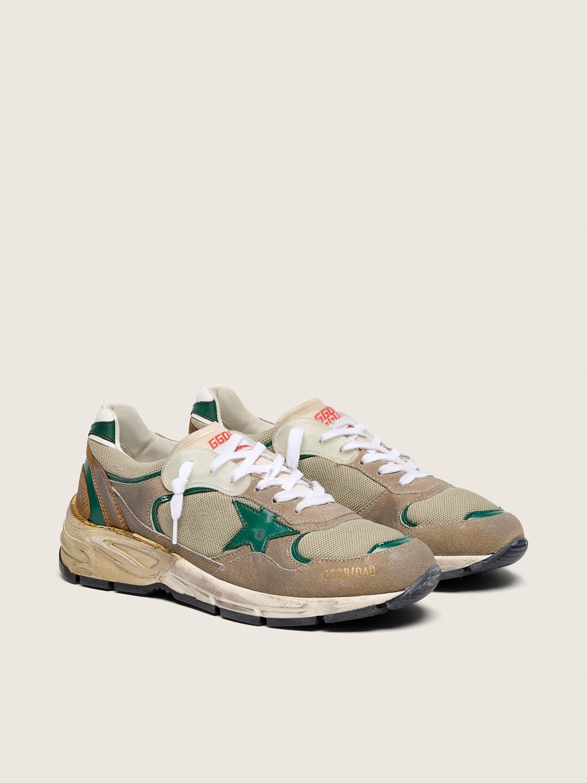 GOLDEN GOOSE RUNNING DAD TAUPE & GREEN