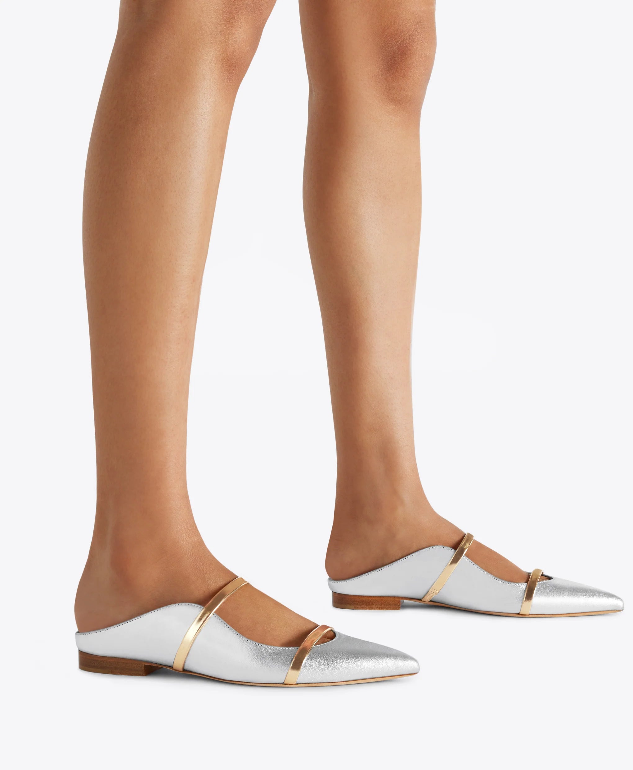 MALONE SOULIERS MAUREEN FLAT SILVER/GOLD