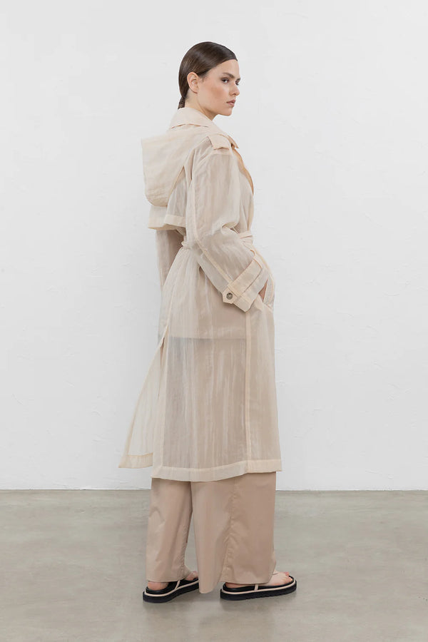 PESERICO TECHNICAL ORGANZA DOUBLE BREASTED TRENCH COAT