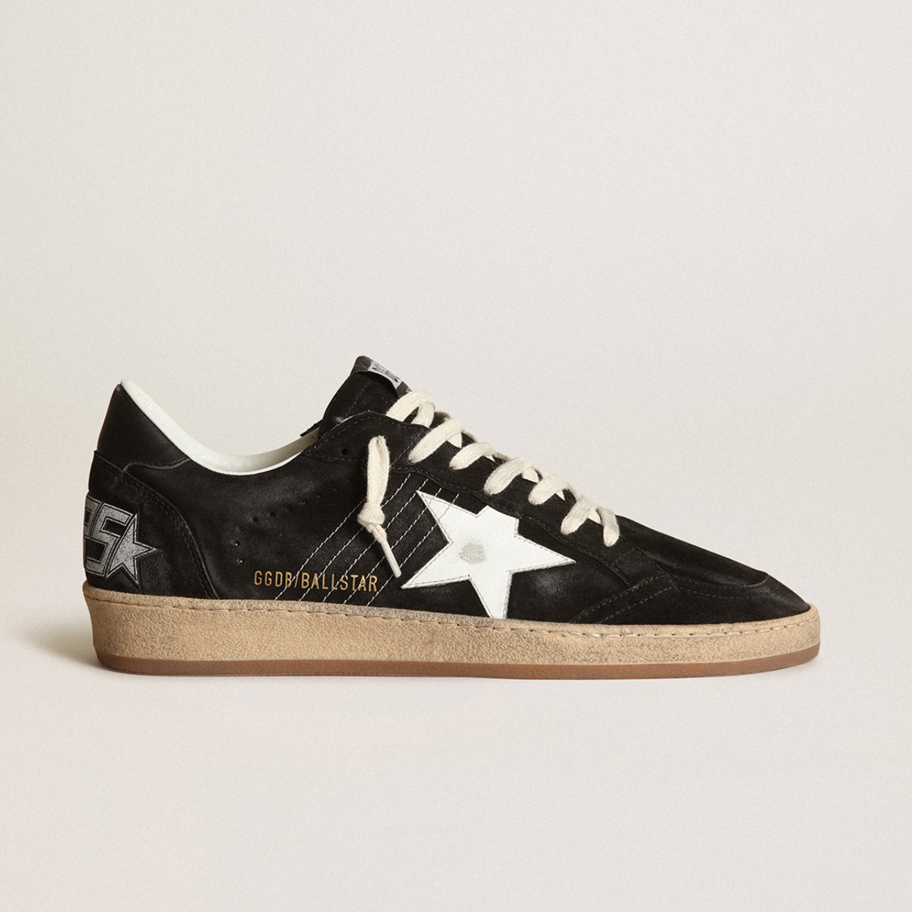 GOLDEN GOOSE BALL STAR SNEAKERS IN BLACK SUEDE & WHITE
