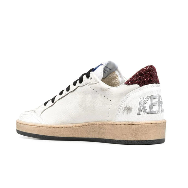GOLDEN GOOSE BALL STAR SNEAKERS IN WHITE WITH GLITTER STAR