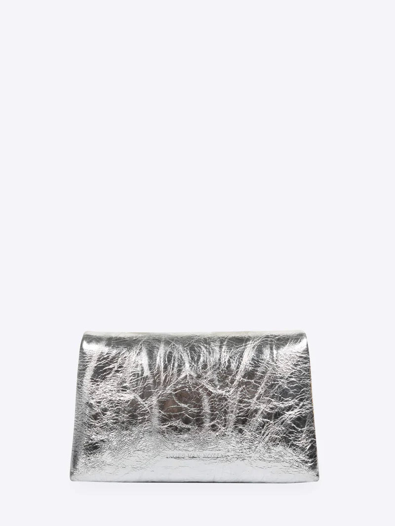 DRIES VAN NOTEN LEATHER ENVELOPE SILVER BAG