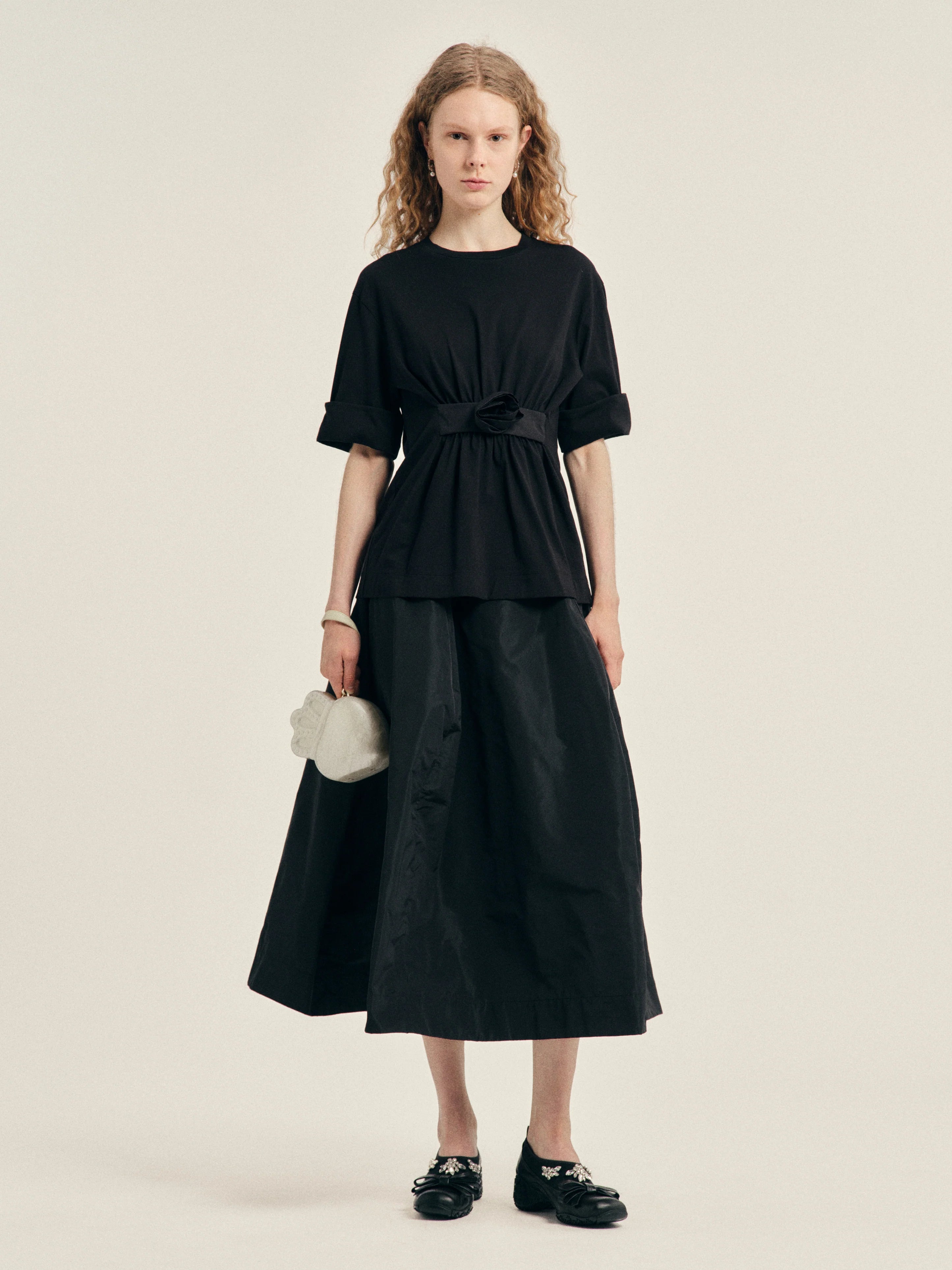 SIMONE ROCHA GATHERED ROSE-WIRE BOY T-SHIRT