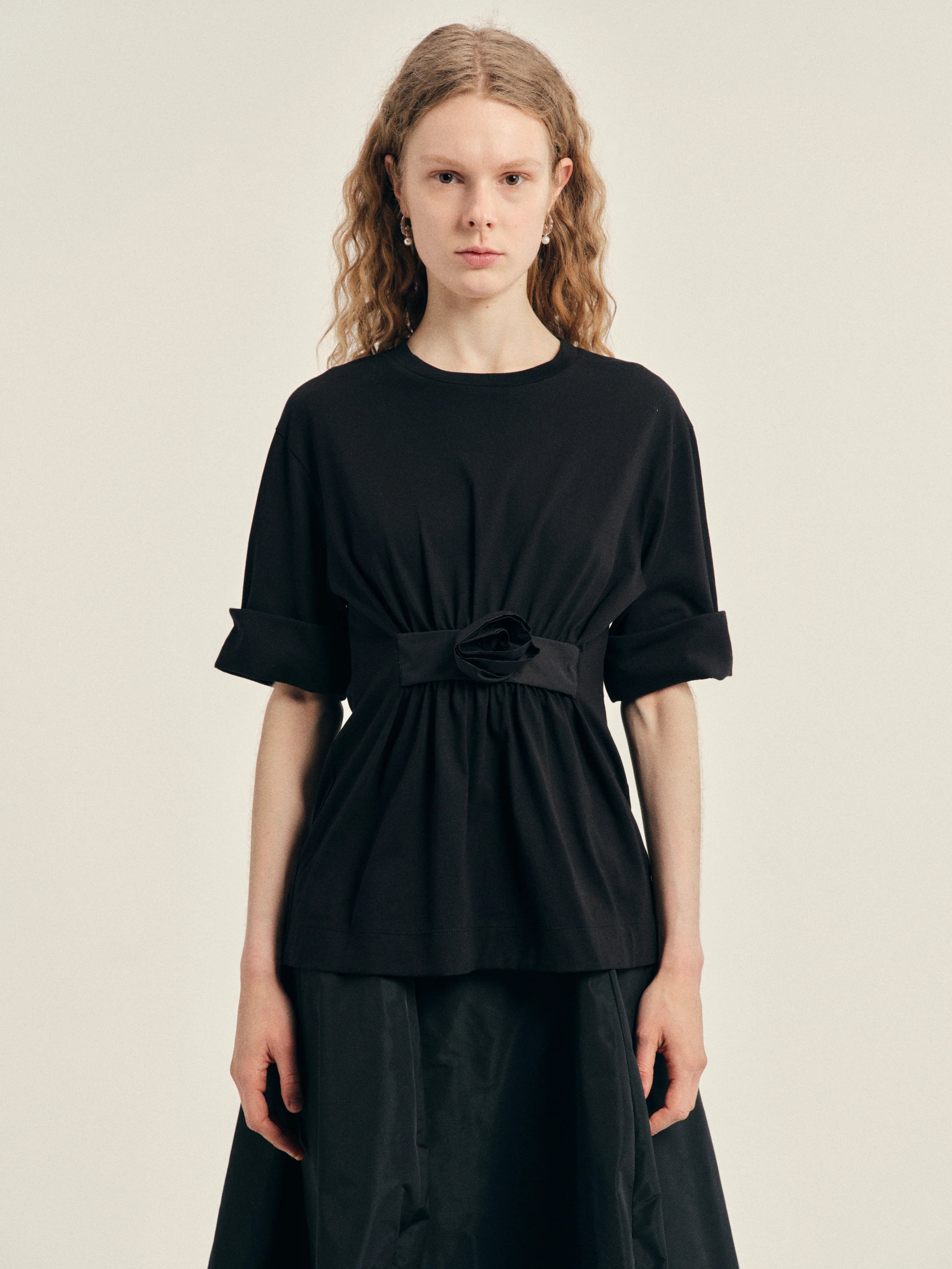 SIMONE ROCHA GATHERED ROSE-WIRE BOY T-SHIRT