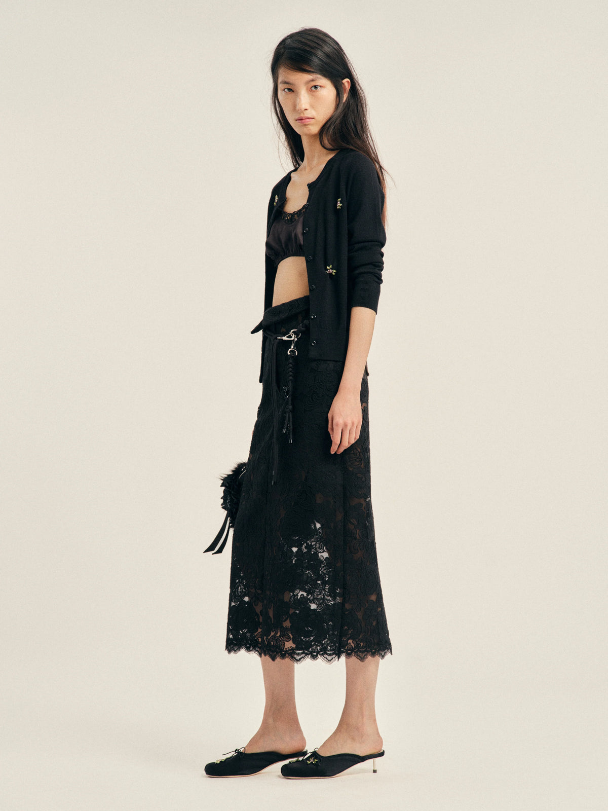 SIMONE ROCHA EMBELLISHED CLASSIC MERINO SILK CARDIGAN