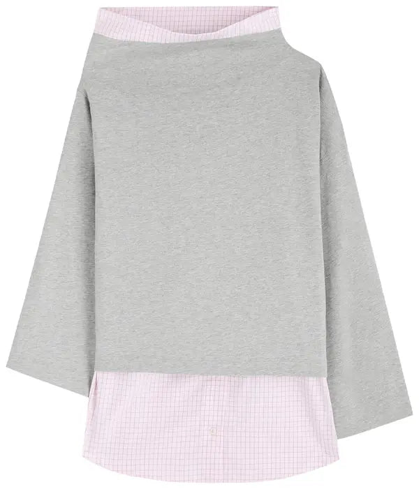 DRIES VAN NOTEN HENIES PINK AND GREY MELANGE TOP