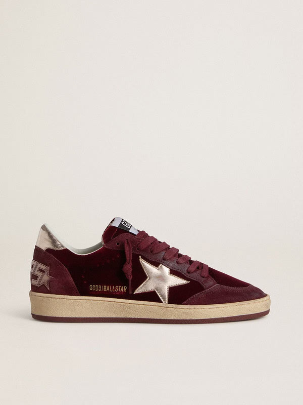 GOLDEN GOOSE BALLSTAR RUBY VELVET & METALLIC STAR