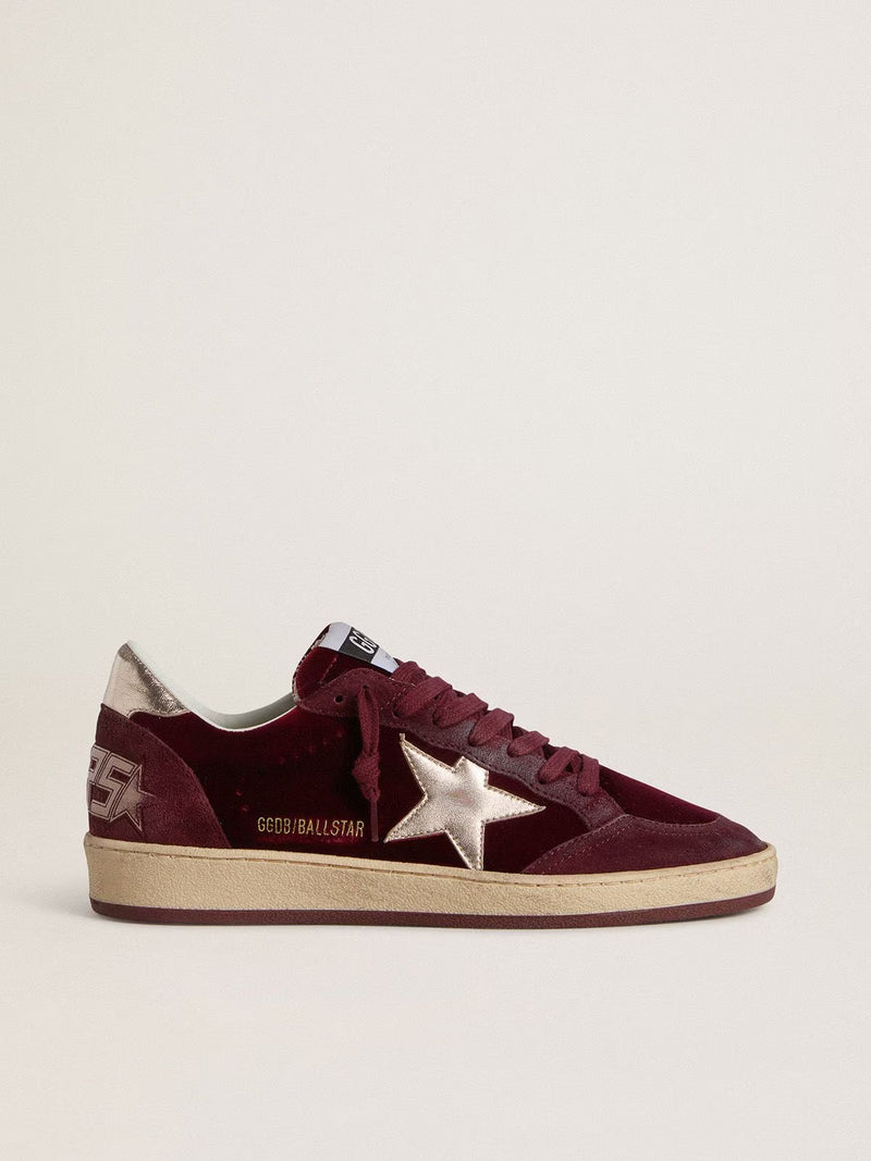 GOLDEN GOOSE BALLSTAR RUBY VELVET & METALLIC STAR