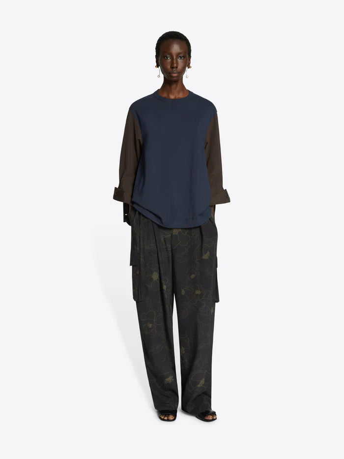 DRIES VAN NOTEN SILK WORKWEAR TROUSERS