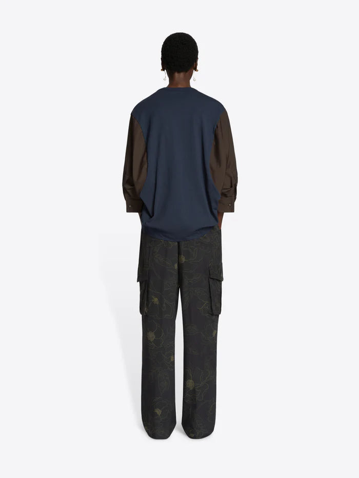 DRIES VAN NOTEN SILK WORKWEAR TROUSERS