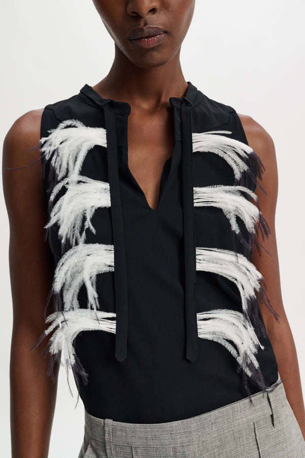 DOROTHEE SCHUMACHER BLACK FEATHER TOP