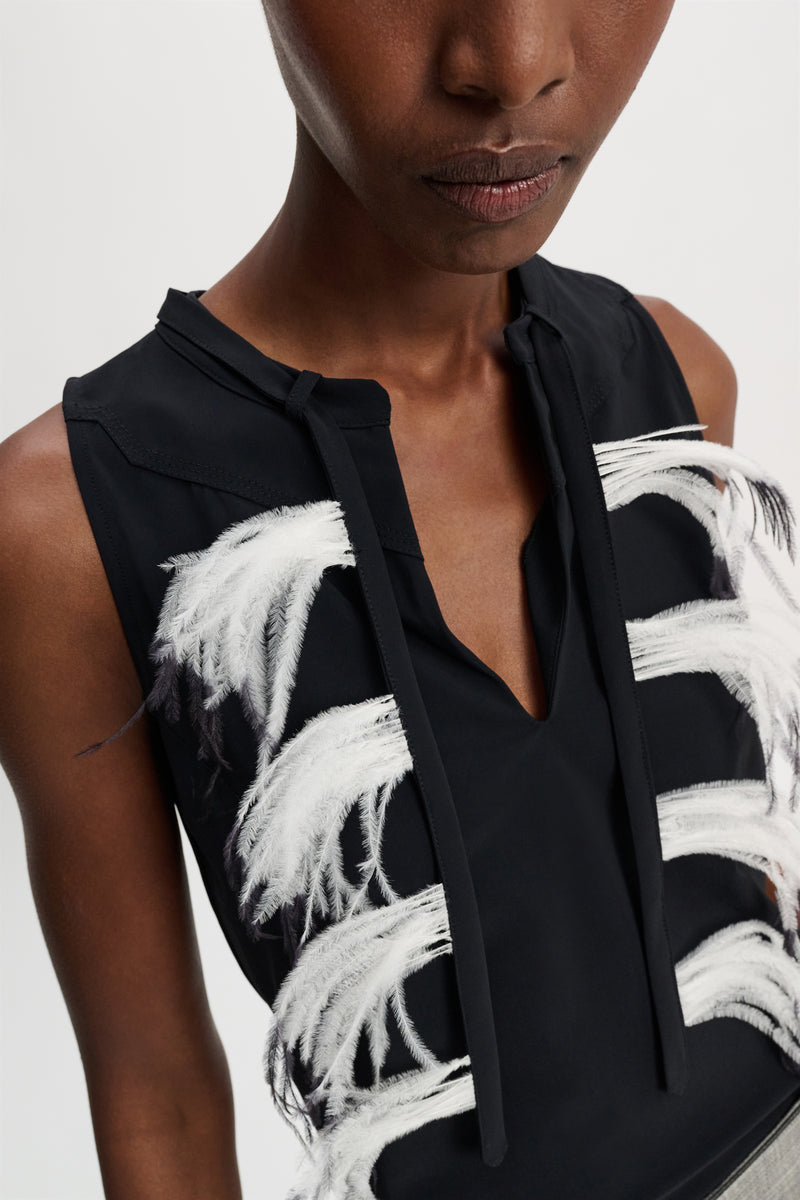 DOROTHEE SCHUMACHER BLACK FEATHER TOP