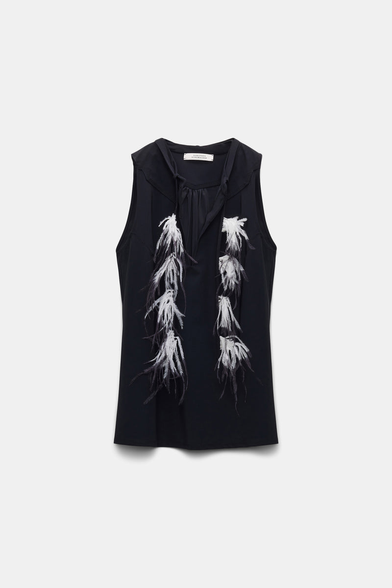 DOROTHEE SCHUMACHER BLACK FEATHER TOP