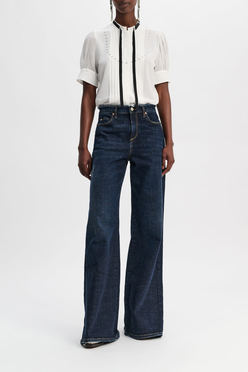 DOROTHEE SCHUMACHER PLEATED STUD FRONT BLOUSE