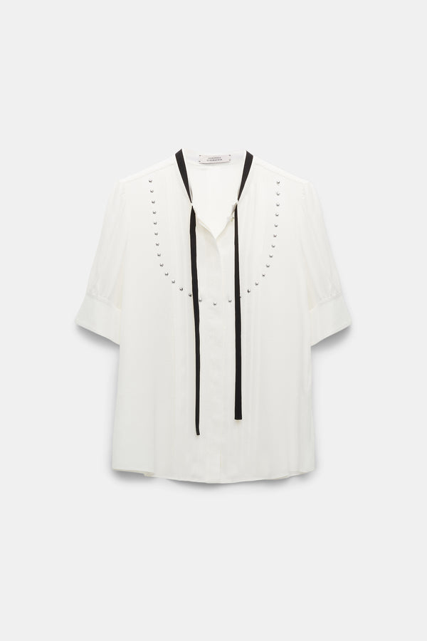 DOROTHEE SCHUMACHER PLEATED STUD FRONT BLOUSE