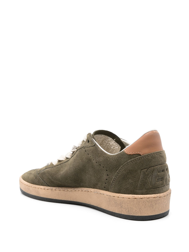 GOLDEN GOOSE BALL STAR SUEDE OLIVE/PLATINUM/LIGHT BROWN