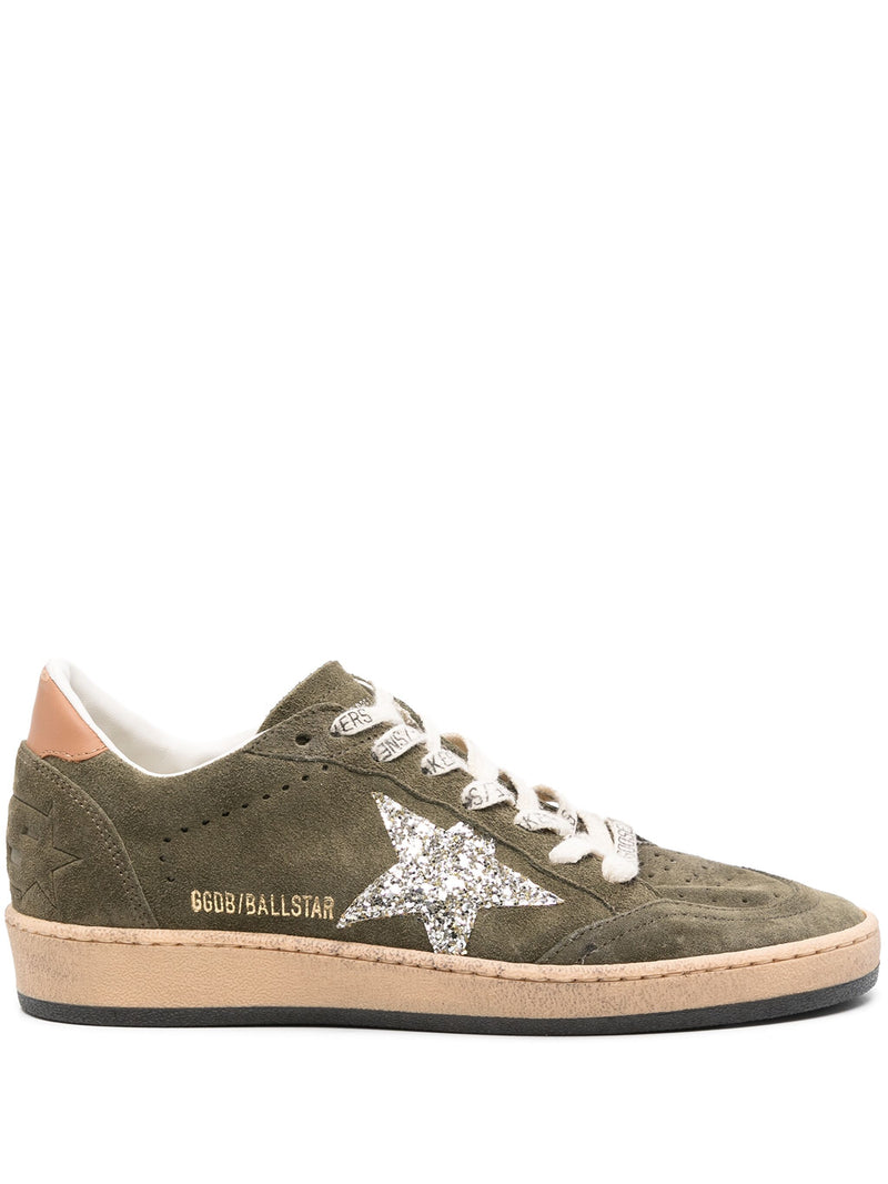 GOLDEN GOOSE BALL STAR SUEDE OLIVE/PLATINUM/LIGHT BROWN