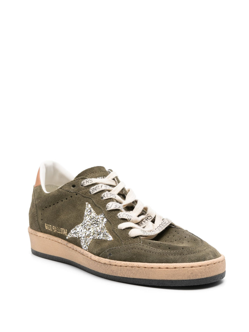 GOLDEN GOOSE BALL STAR SUEDE OLIVE/PLATINUM/LIGHT BROWN