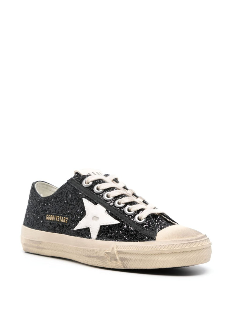 GOLDEN GOOSE V-STAR BLACK GLITTER