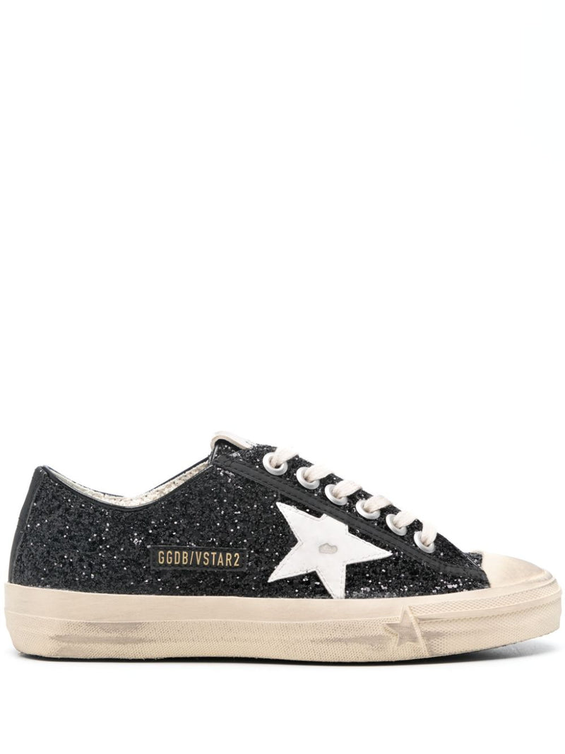 GOLDEN GOOSE V-STAR BLACK GLITTER