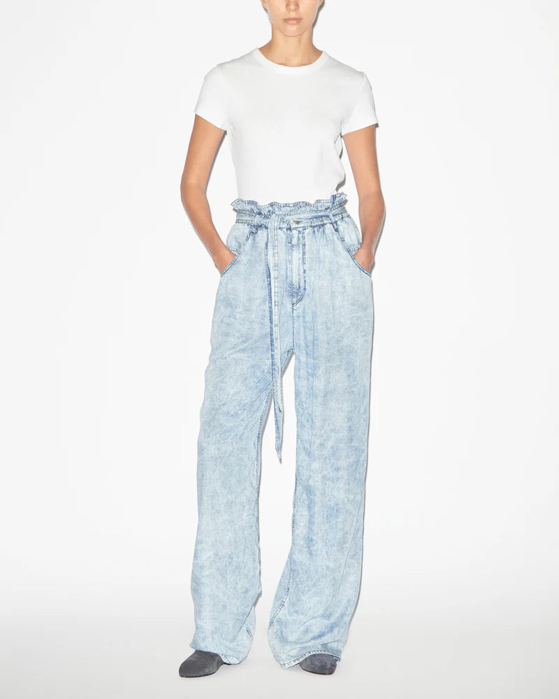 ISABEL MARANT ETOILE BLUE-DENIM EFFECT PRIANA PANTS