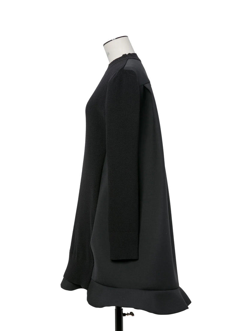 SACAI SUITING MIX KNIT DRESS - BLACK