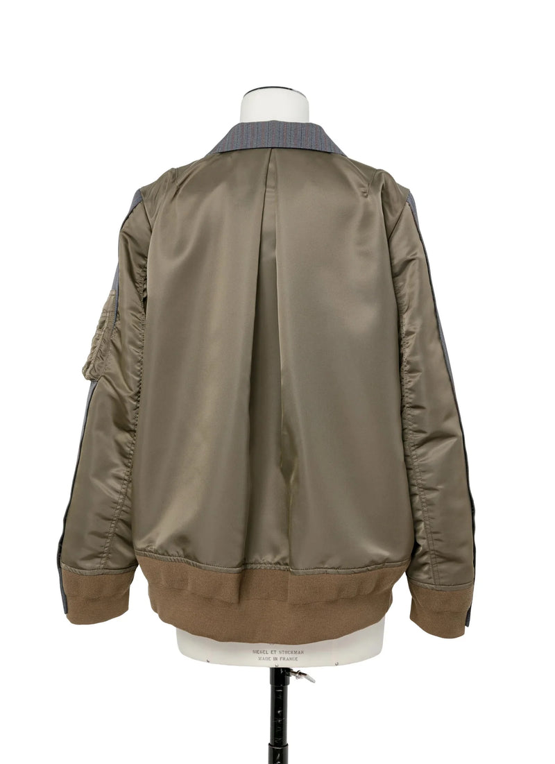 SACAI STRIPE DOESKIN & NYLON JACKET