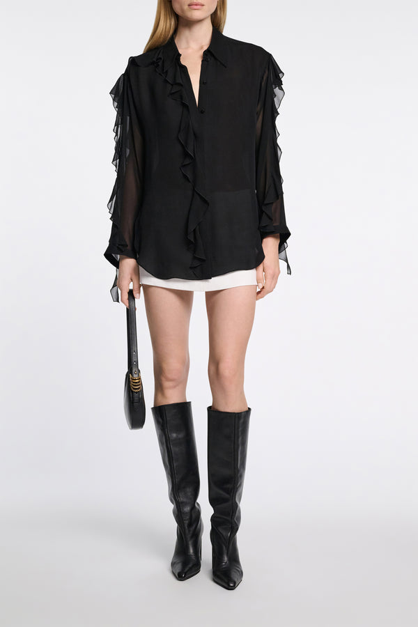 DOROTHEE SCHUMACHER SHEER TWIST BLOUSE BLACK