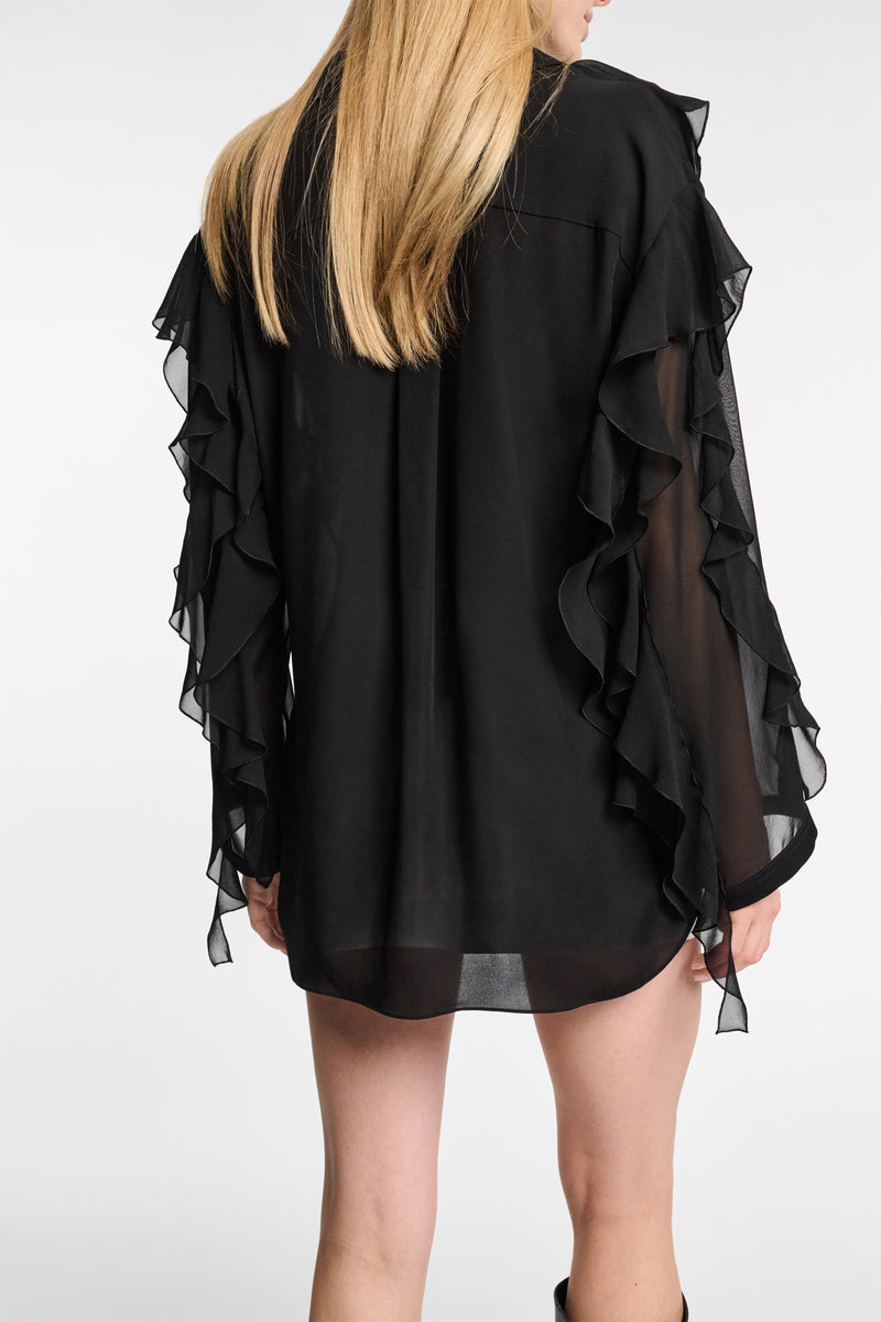 DOROTHEE SCHUMACHER SHEER TWIST BLOUSE BLACK