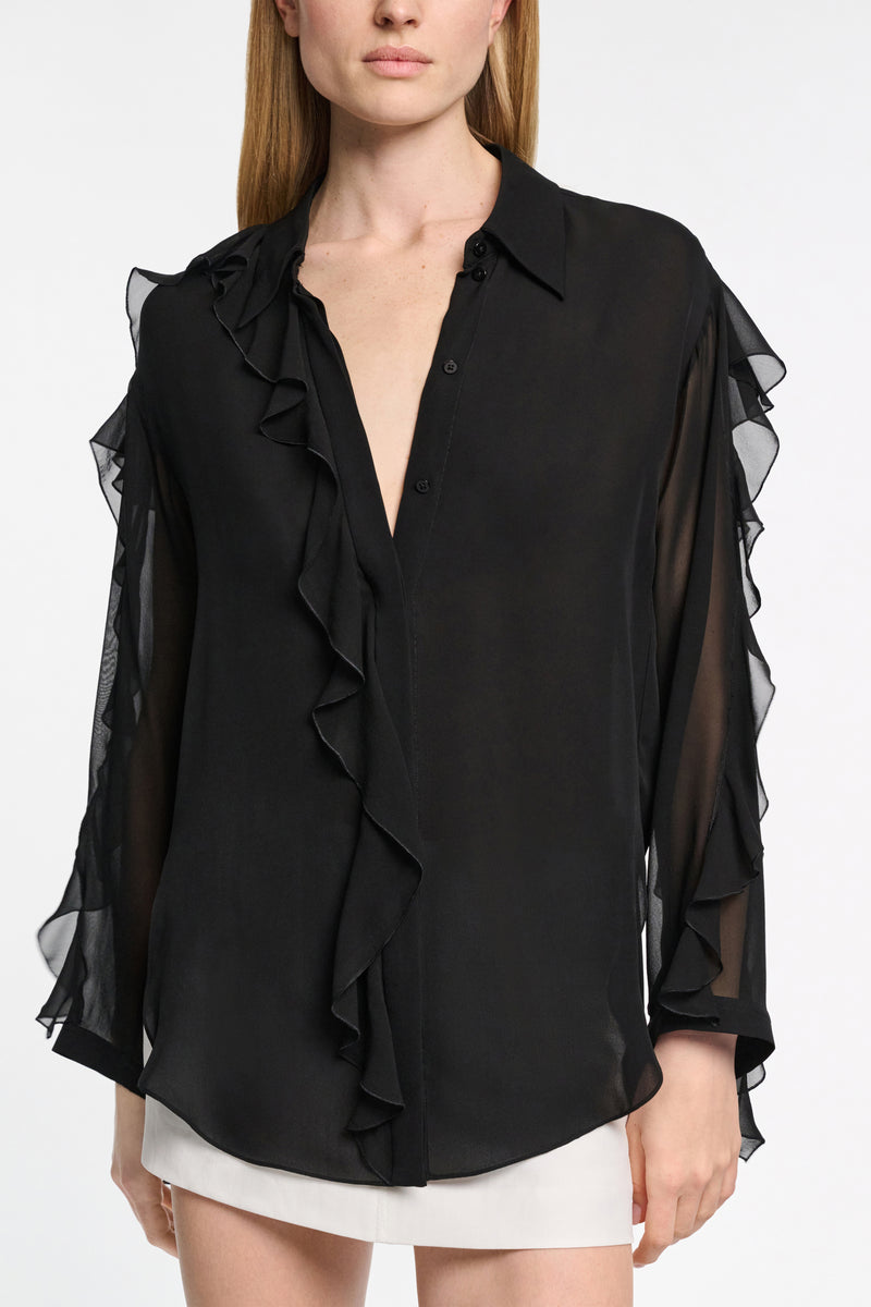 DOROTHEE SCHUMACHER SHEER TWIST BLOUSE BLACK