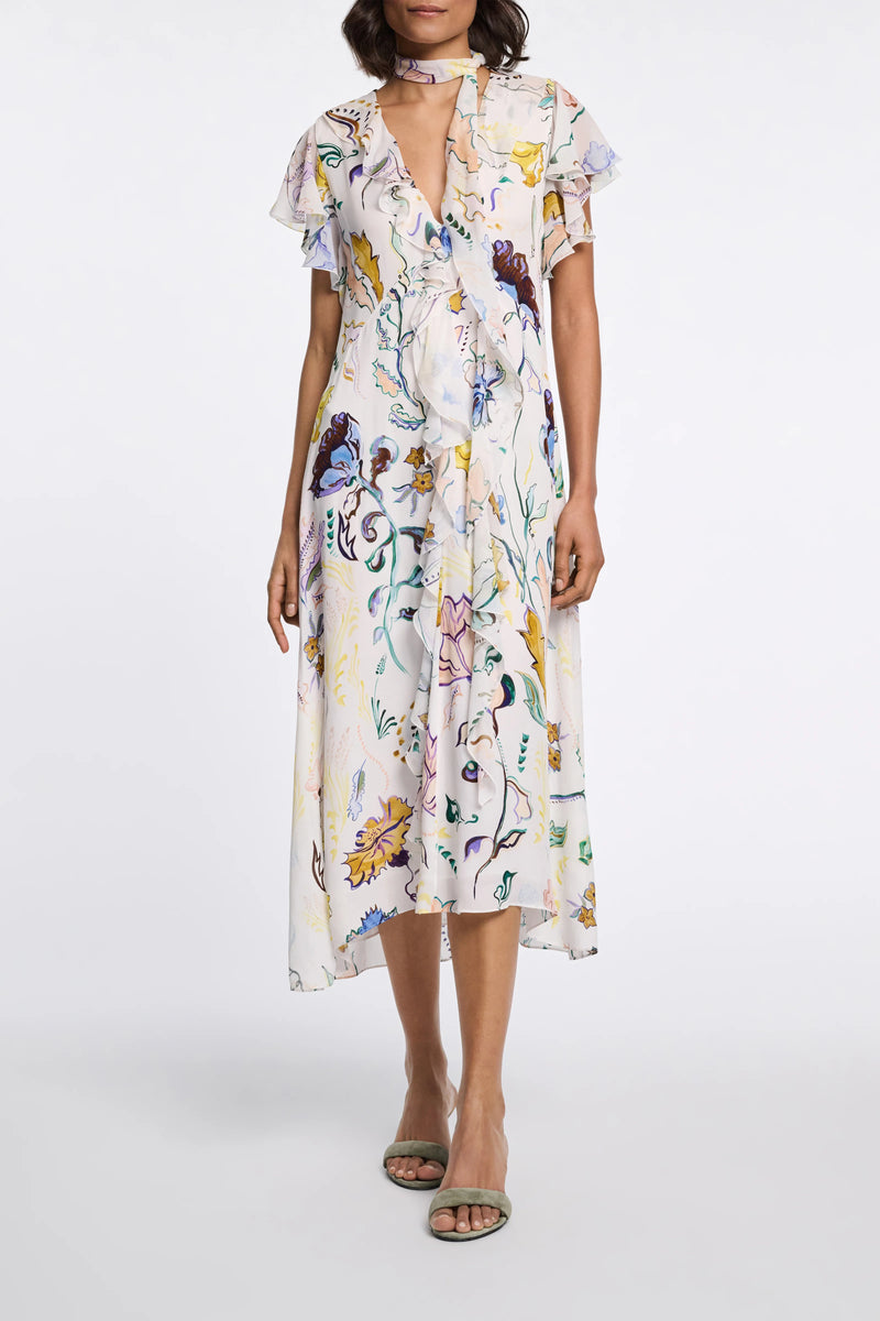 DOROTHEE SCHUMACHER FLORAL & CREAM TWIST DRESS