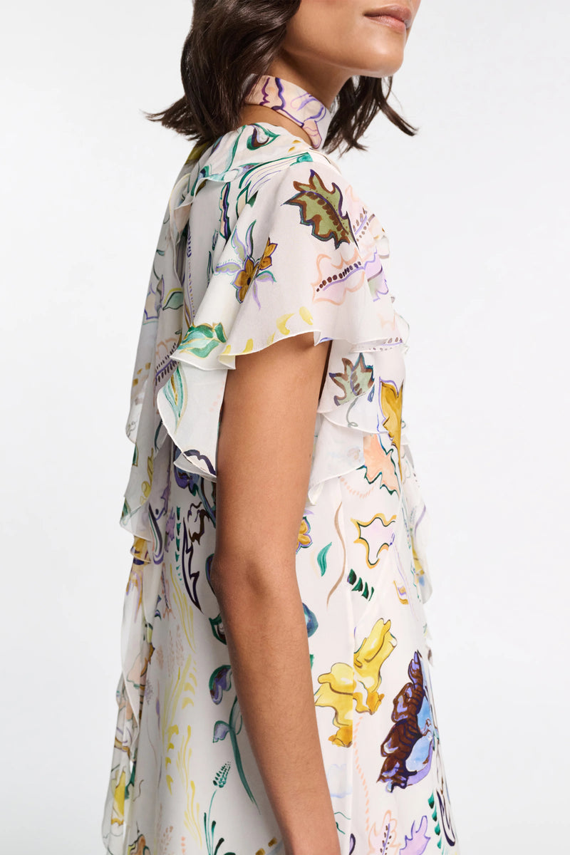 DOROTHEE SCHUMACHER FLORAL & CREAM TWIST DRESS