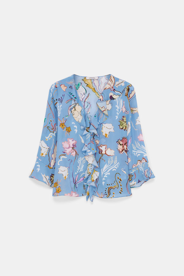 DOROTHEE SCHUMACHER FLORAL TWIST BLUE BLOUSE