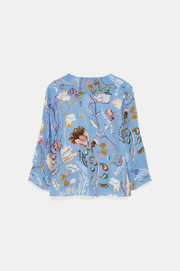 DOROTHEE SCHUMACHER FLORAL TWIST BLUE BLOUSE