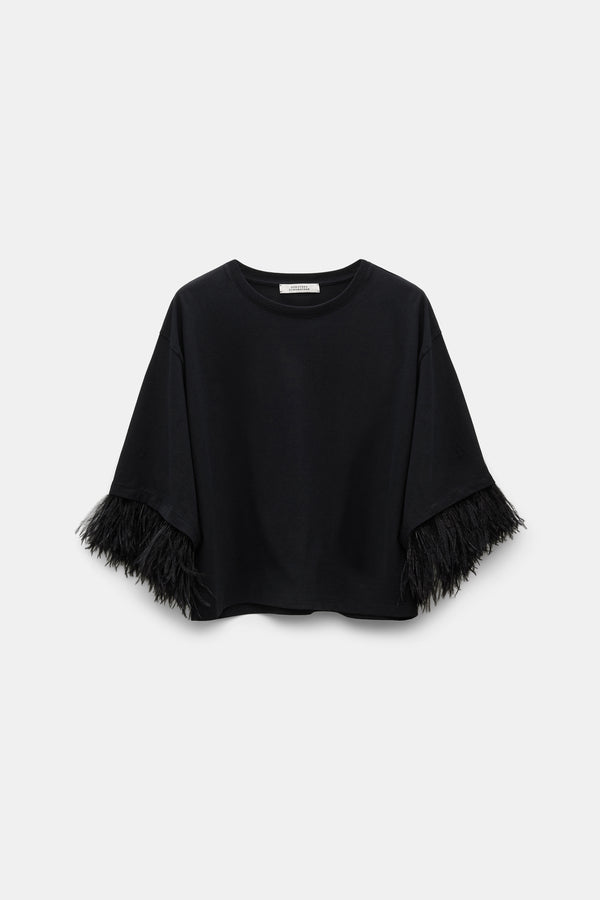 DOROTHEE SCHUMACHER BLACK FEATHER TOP