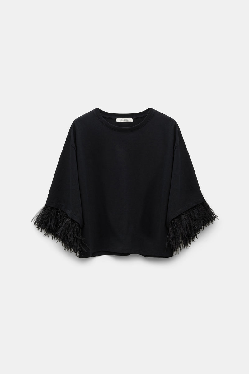 DOROTHEE SCHUMACHER BLACK FEATHER TOP
