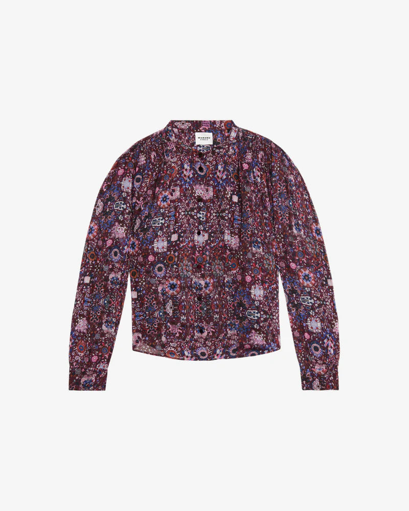 ISABEL MARANT NOELINE PLUM PRINT BLOUSE TOP