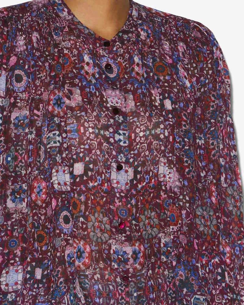 ISABEL MARANT NOELINE PLUM PRINT BLOUSE TOP