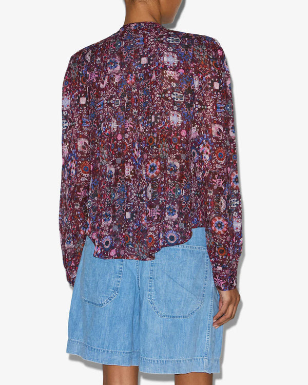 ISABEL MARANT NOELINE PLUM PRINT BLOUSE TOP