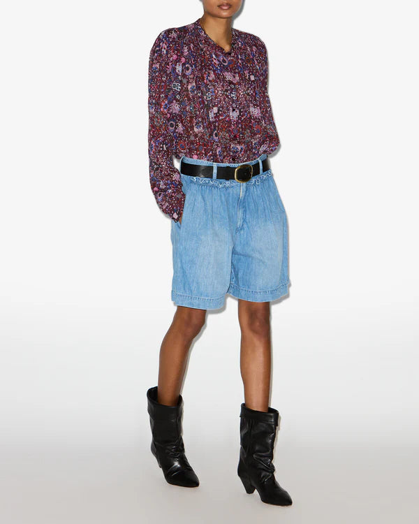 ISABEL MARANT NOELINE PLUM PRINT BLOUSE TOP